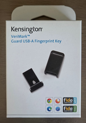 Kensington VeriMark Guard USB-A Fingerprint Security Key FIDO2 Passwordless NEW