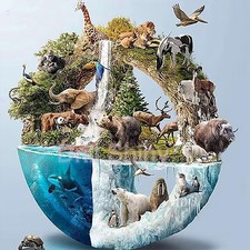 5D Earth Diamond Painting Kits for Adults, Wild Animals Diamond Art Kits for Adu