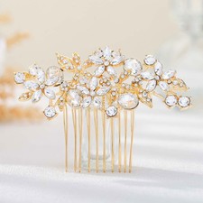 Rhinestone Crystal Bridal Headpiece - Flower Hair Comb Clips for Brides Bride...