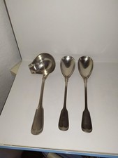 2 vecchi cucchiai da portata cucchiaio + mestolo per salsa filo di Augusta argentato 
