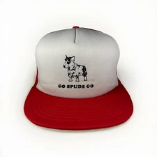 Vintage Go Spuds Go Hat 80s Spuds MacKenzie Trucker Red Cap Bud Light Beer