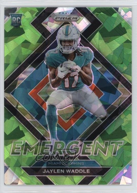 2021 Panini Prizm Emergent Green Ice Prizm Jaylen Waddle #E-8 Rookie RC 11qd