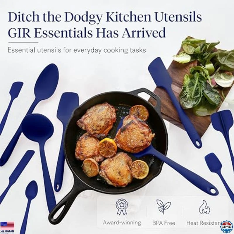 Juego de utensilios de silicona azul real GIR 10 piezas - cucharón, espátula, cuchara y más Foto 2 de 4