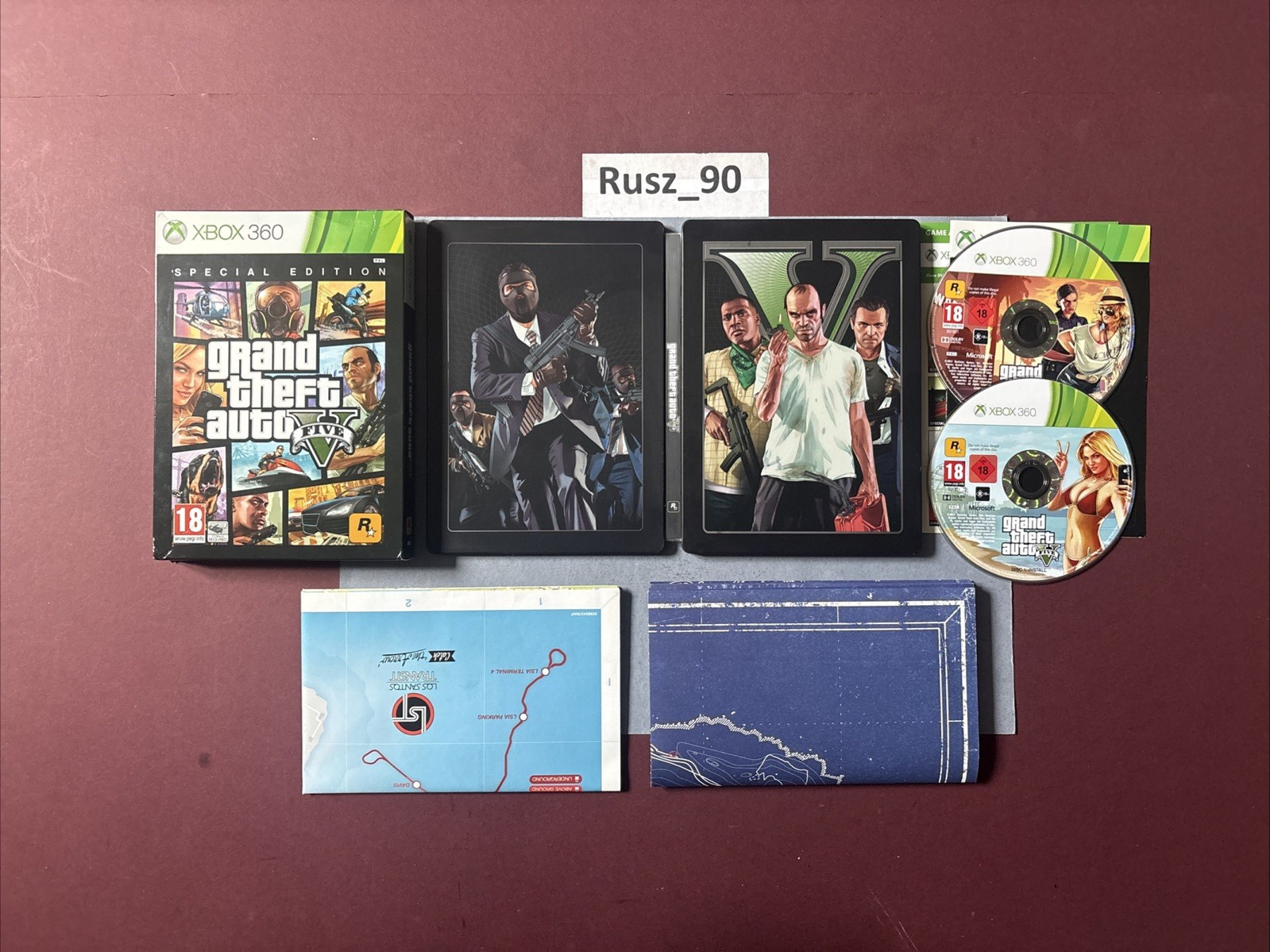 Grand Theft Auto GTA V 5 Steelbook Special/Collectors Edition Xbox 360 x2 MapCIB