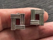 Unusual clip on ear studs with 925-silver and garnets