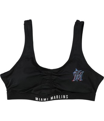 G-III Sports Womens Miami Marlins Bikini Swim Top, Black, Medium