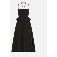 Ulla Johnson Anastasia Linen Halter Midi Dress Noir Black Size 0 (XS)