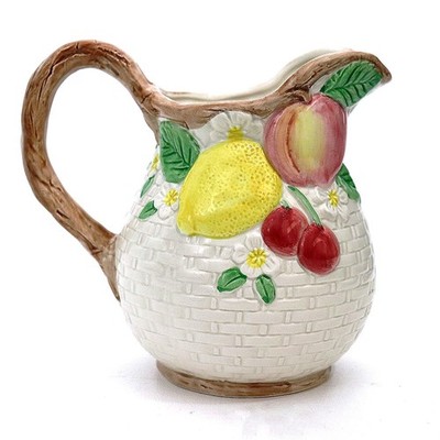 Fitz & Floyd Fruit Fair Ceramic Pitcher Small 3/4 Qt Cottagecore Decor Colorful