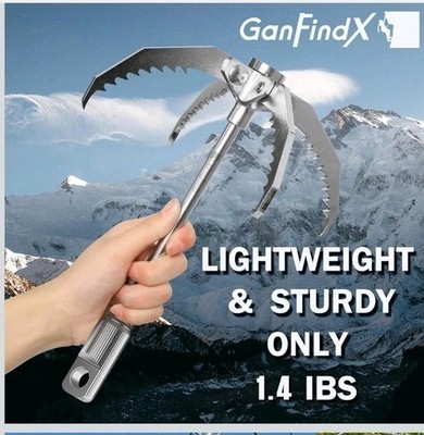 GanfindX Pro Grappling Hook Folding Survival Claw Stainless Steel Hook Hiking