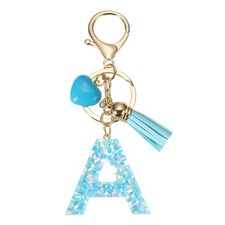 Alphabet Initial Letter Keychain Resin Cute Keychains with Letter A Pendant Blue