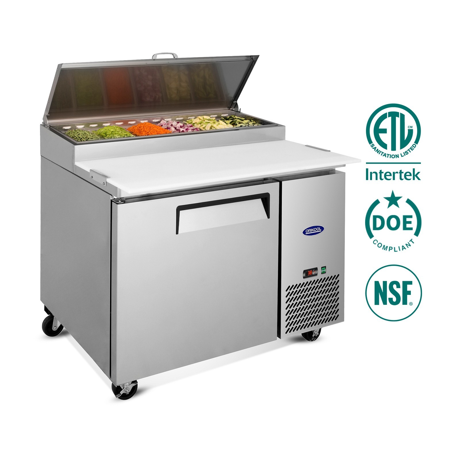 44" Commercial Pizza-Sandwich Prep Table Fridge Perfect for Pizzeria&Deli Prep
