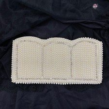 Vintage Made Japan Faux Pearl Beaded Clutch Bag Cream Scalloped Formal Wedding
