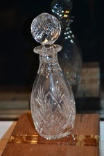 Small Cut Glass Decanter - 8" Tall Including Stopper