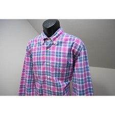 J. Crew Button Up Dress Shirt Mens XL Purple Blue Plaid Tailored Cotton EUC