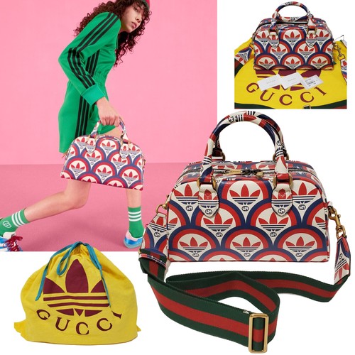 GUCCI BAG 702397 ADIDAS X TREFOIL INTERLOCKING G LOGO SHANGAI MINI DUFFLE $3,100