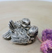 FARO Silberfigur 925 Vogelpaar Spatzen Vintage Italien Tierfigur