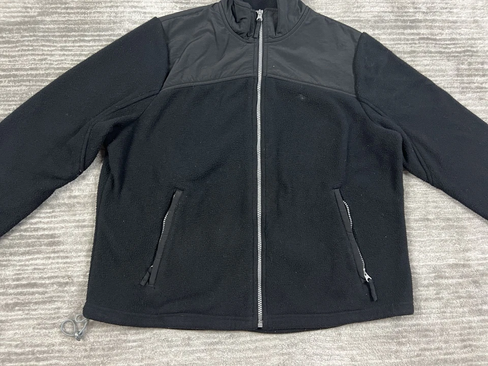 Chaqueta Athletic Works para mujer 1X negra polar cremallera completa bolsillos de poliéster Foto 3 de 4