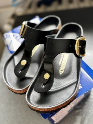 Birkenstock Gizeh Big Buckle Zehentrenner Lackleder Schwarz EU 38 Regular