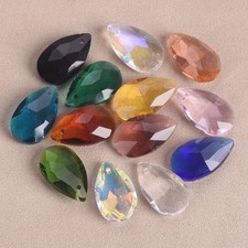 5pcs Teardrop 22x13mm Faceted Crystal Glass Prism Top Drilled Pendants Beads