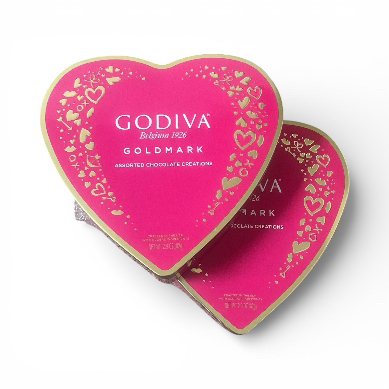 Godiva Belgium 1926 Goldmark Assorted Chocolate Creations Pink Heart X2 9 Pieces