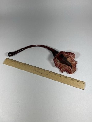 Murano Style Hand Blown Art Glass Long Stem Calla Lily Flower Red 13 in