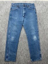Wrangler 13MWZ Cowboy Cut Original Fit Jeans Blue Denim Mens 34x34 fits 33x33