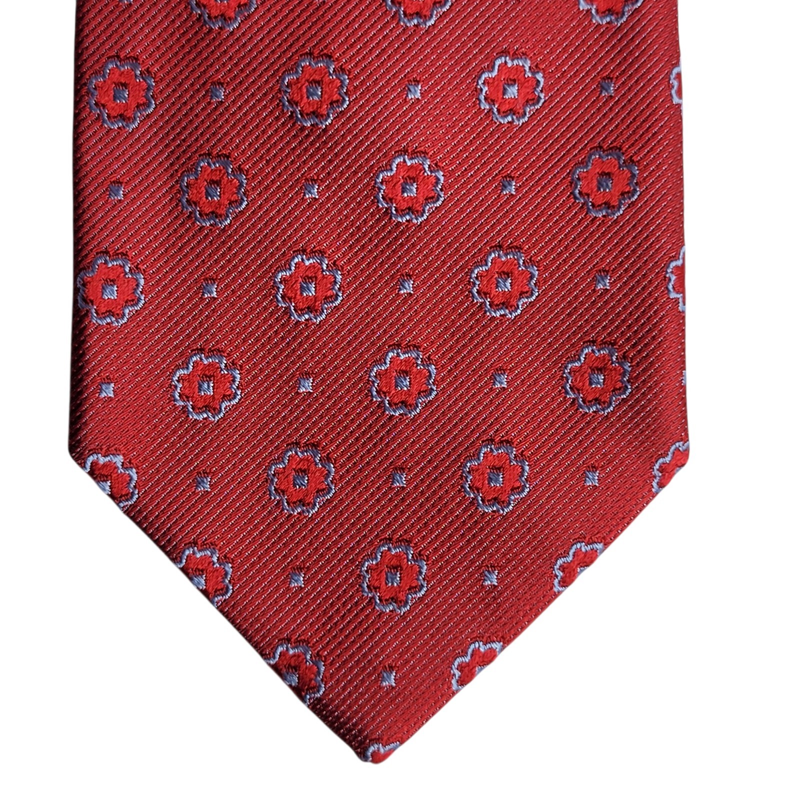 Robert Talbott BoC Red with Blue/Silver Geometric… - image 9