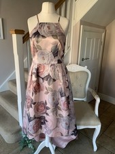 Chi Chi Hi-Low Pink Floral Satin Dress SIze 12 Lined