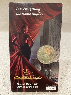 Monte Carlo Casino Grand Opening Commemorative token 9104 Of 20,000 Vintage 1996