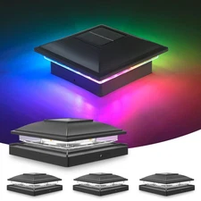 Solar Cap Light RGB Waterproof Fence Lights 4Pack for 4x4 5x5 6x6 Post