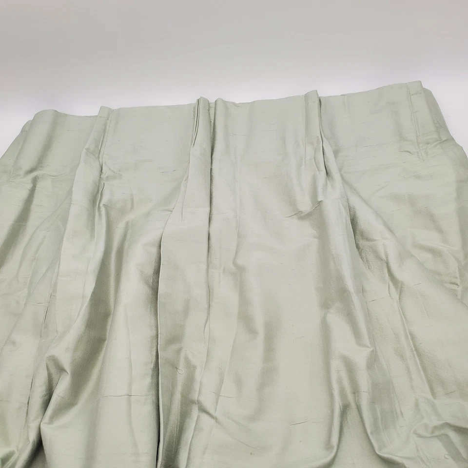 Cortinas plisadas vintage de seda 2 paneles largos forrados verde 47 x 84 Foto 2 de 4