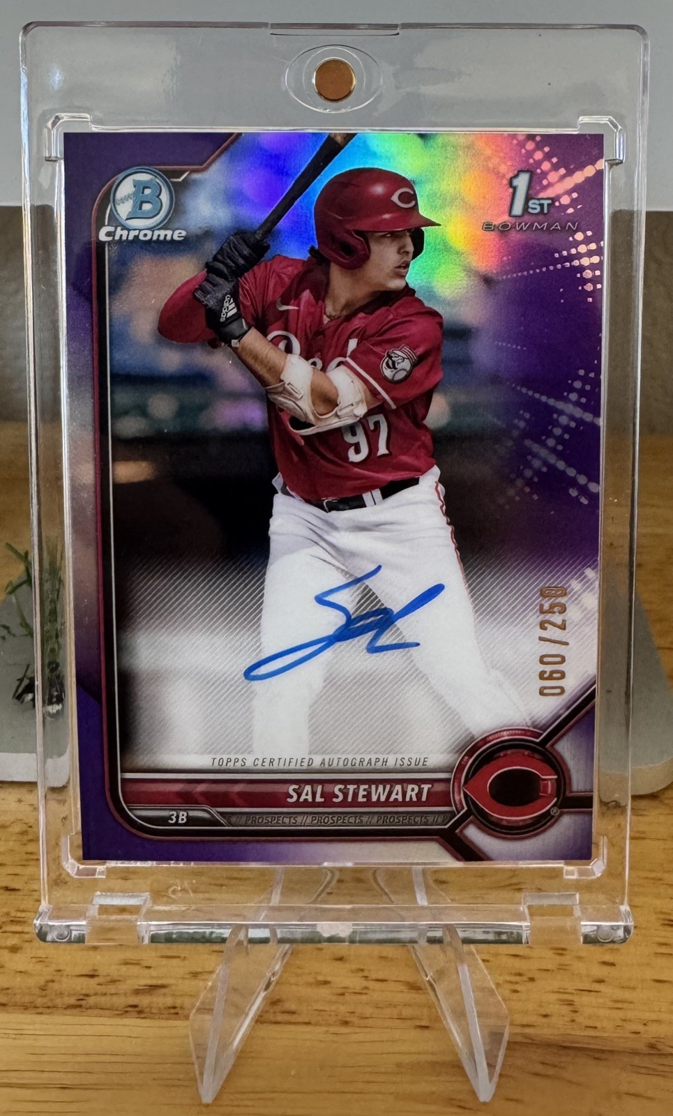 2022 Bowman Draft - Chrome Autographs Sal Stewart #CDA-SS Purple Refractor /250 