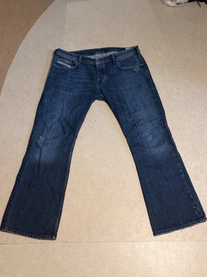Diesel Men's Jeans 38x32 Blue Button Fly Italy Made Green Pockets Rare 2009
