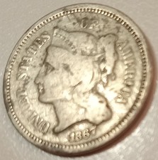 1867 Nickel Three-Cent Piece 3c Coin Penny