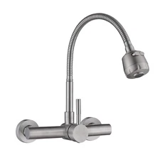 Wall Mount Kitchen Sink Faucet with Sprayer 8â€œ Inch Center, Brushed Nickle St