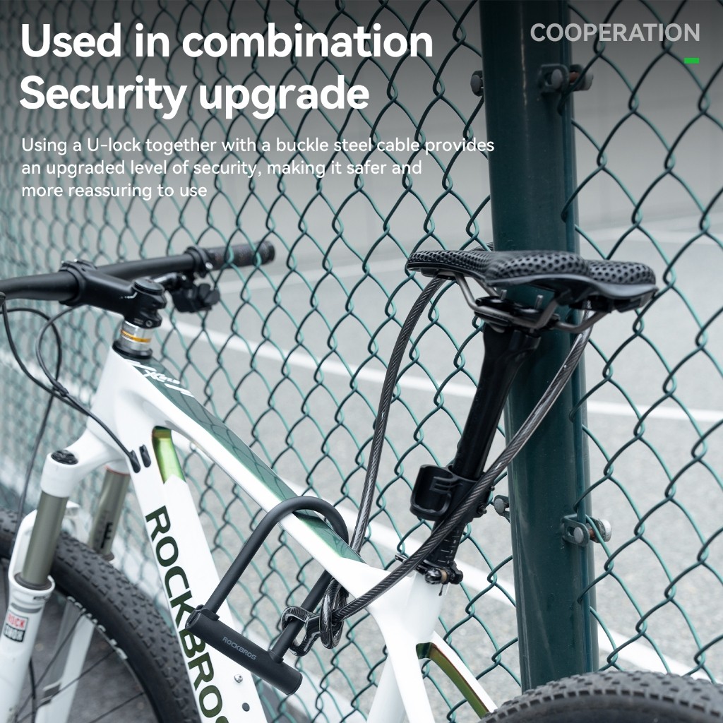 ROCKBROS Bike U Lock with 4ft Cable,13mm Heavy Duty Anti-the