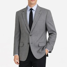 Joseph  Feiss Gold Size 44R Houndstooth Sport Coat Blazer Jacket Wool Gray