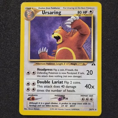 2001 Pokemon Neo Discovery Ursaring #34/75