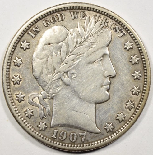 1907-D BARBER HALF DOLLAR ~ BOLD XF!
