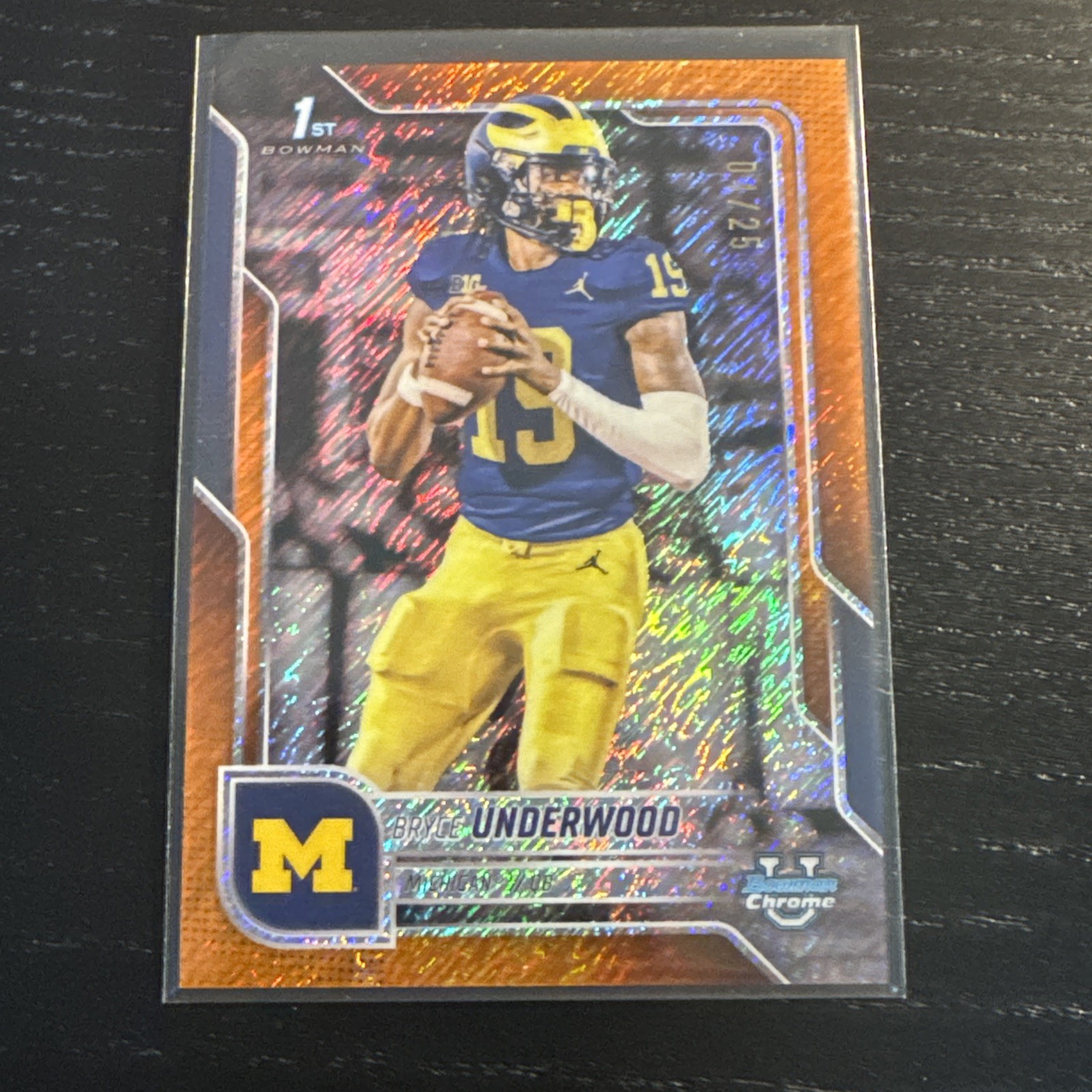 2025 Bowman University Chrome - Bryce Underwood #196 Orange Shimmer 04/25 (RC)