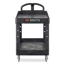 Heavy Duty Black 45.2 In. 2-Shelf Utility Cart with Lipped Shelf in Medium with