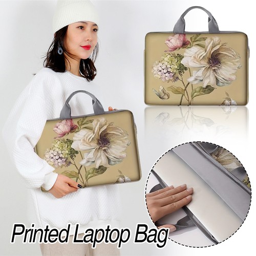 Flower Patterned Laptop Bag Briefcase Suitable for 14 Inch Laptops Handbag - Afbeelding 9 van 9