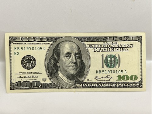 Series 2006 A ~ US One Hundred Dollar Bill $100 ~ New York ~ KB 51970105 G - Picture 1 of 2