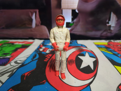 Vintage 1979 Team Tonka AJ Foyt Race Car Driver 3.75 Figure White & Orange