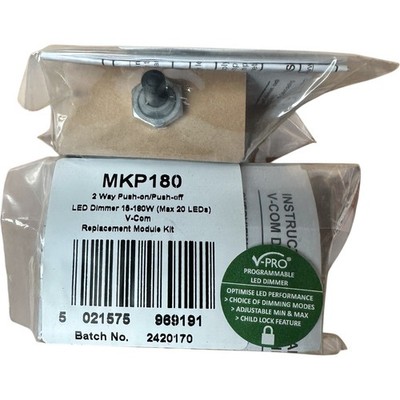 V-Com MKP180 LED Dimmer Modul Kit 2 Wege Push On Push Off 230V 180W Max 20 LEDs