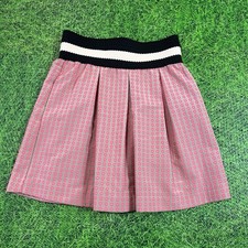 Anthropologie Maeve Ballad Swing Skirt Pleated Embroidered Geometric Print Small