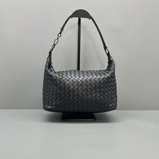 Bottega Veneta Small Intrecciato Hobo Shoulder Bag Deep Blue Nappa Leather Rare