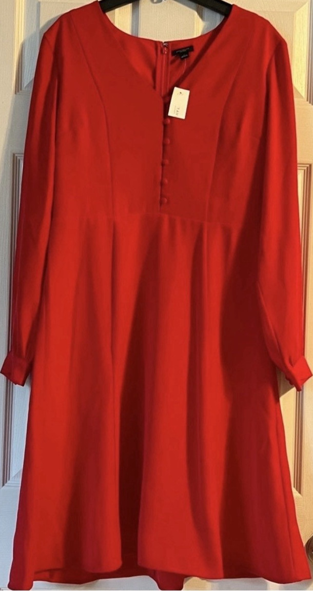 Ann Taylor Red Fit & Flare Dress Knee Length Long Sleeve | eBay Ann Taylor Red Fit & Flare Dress Knee Length Long Sleeve | eBay
