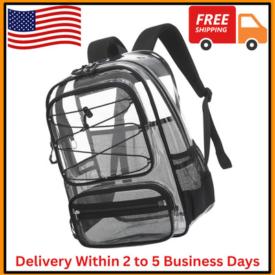 Clear Backpack for Boys Heavy Duty Stadium Events, Large PVC Black
