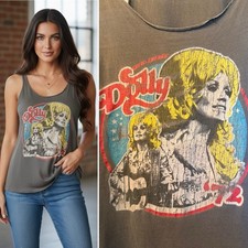 RARE ⚡️ MIDNIGHT RIDER DOLLY PARTON VINTAGE RETRO ‘72 RACERBACK TANK SMALL MINT